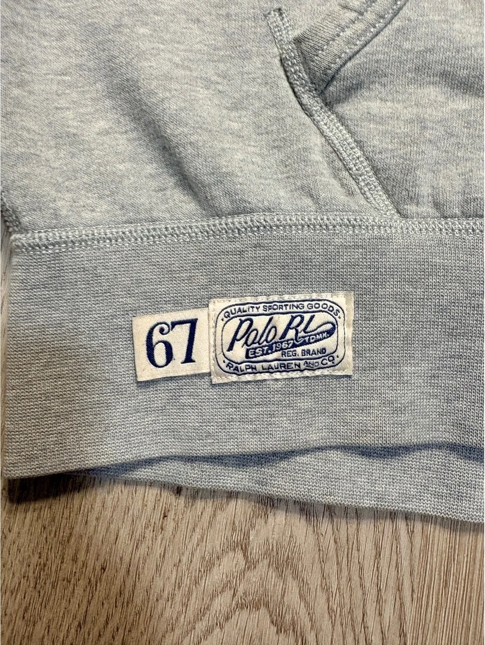 Polo Ralph Lauren Gray Hoodie Men’s Size Large Embroidered Logo 1967 Vintage Y2K